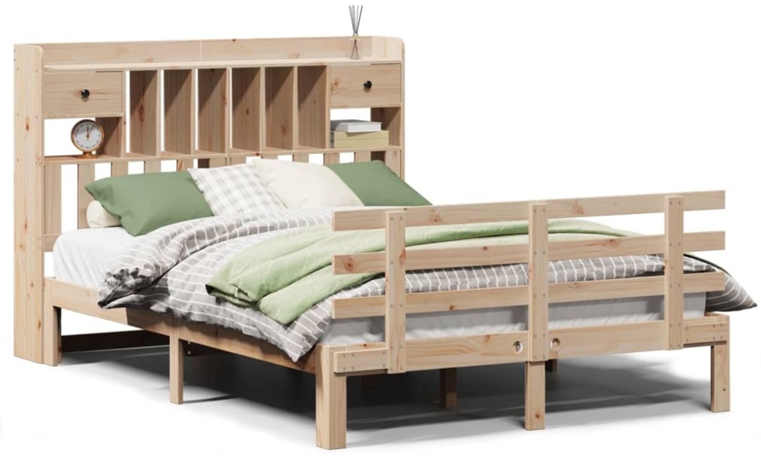 vidaXL Massivholzbett mit Regal ohne Matratze 160x200 cm Kiefer 3322800 Bild 1