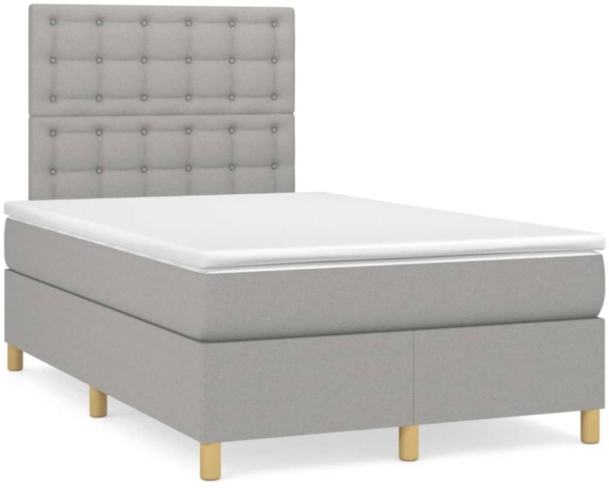 vidaXL Boxspringbett mit Matratze Hellgrau 120x190 cm Stoff 3269958 Bild 1