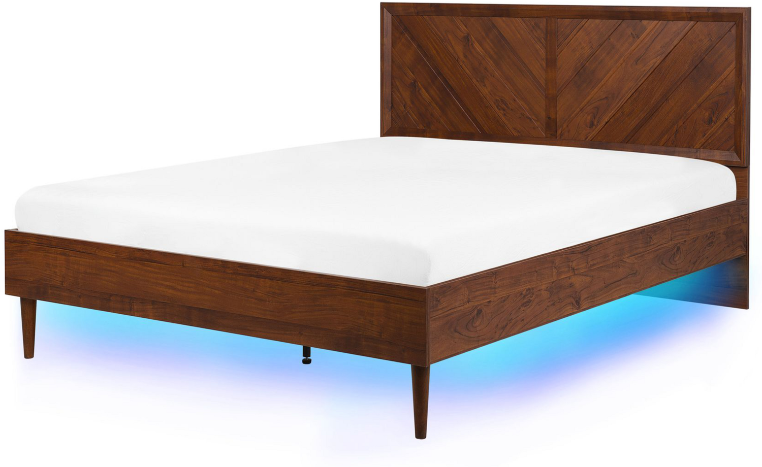 Bett dunkler Holzfarbton 140x200 cm mit LED-Beleuchtung bunt MIALET Bild 1