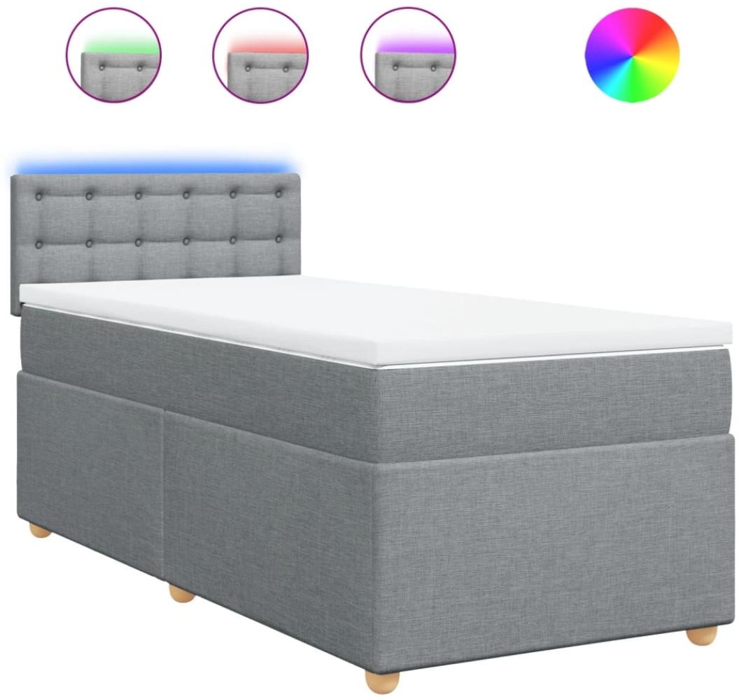 vidaXL Boxspringbett mit Matratze Hellgrau 90x200 cm Stoff 3288877 Bild 1