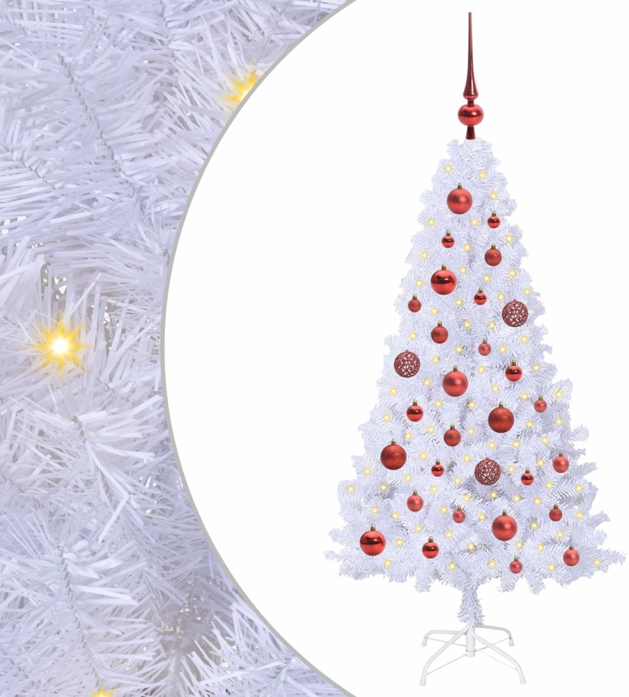 vidaXL Künstlicher Weihnachtsbaum Weiß 120 cm PVC und Stahl 3426749 Bild 1