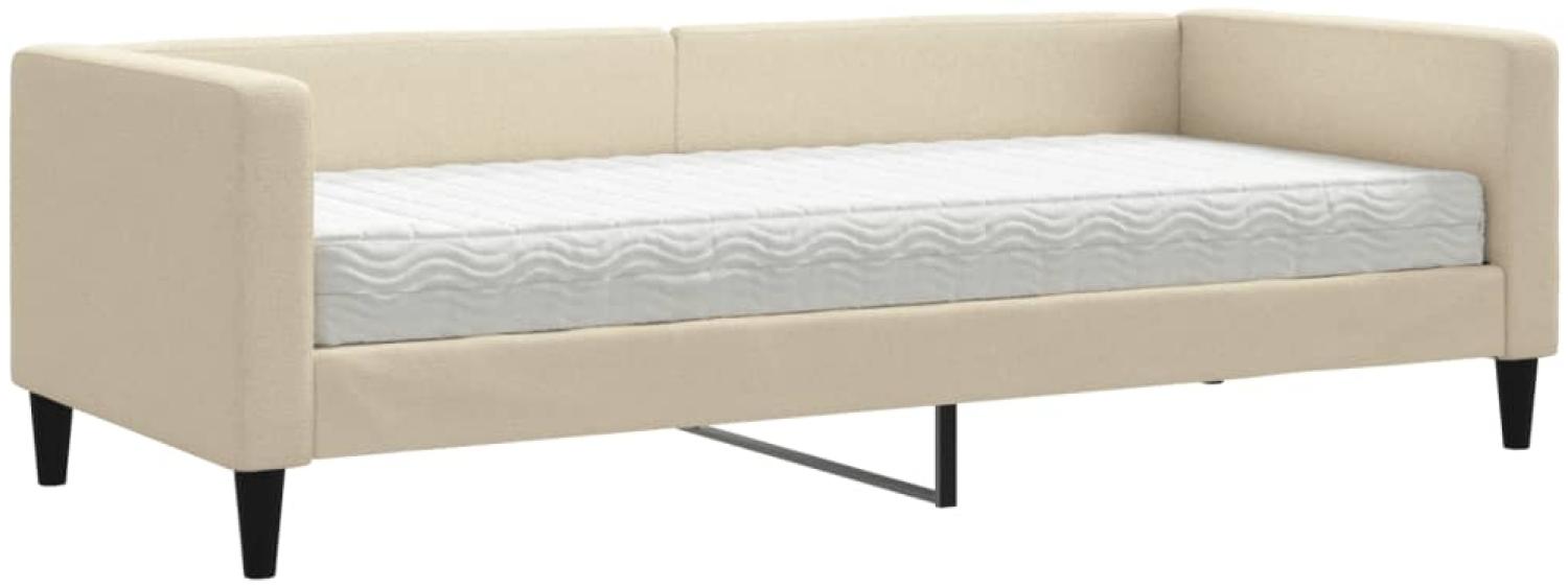 vidaXL Tagesbett mit Matratze Creme 80x200 cm Stoff 3196559 Bild 1
