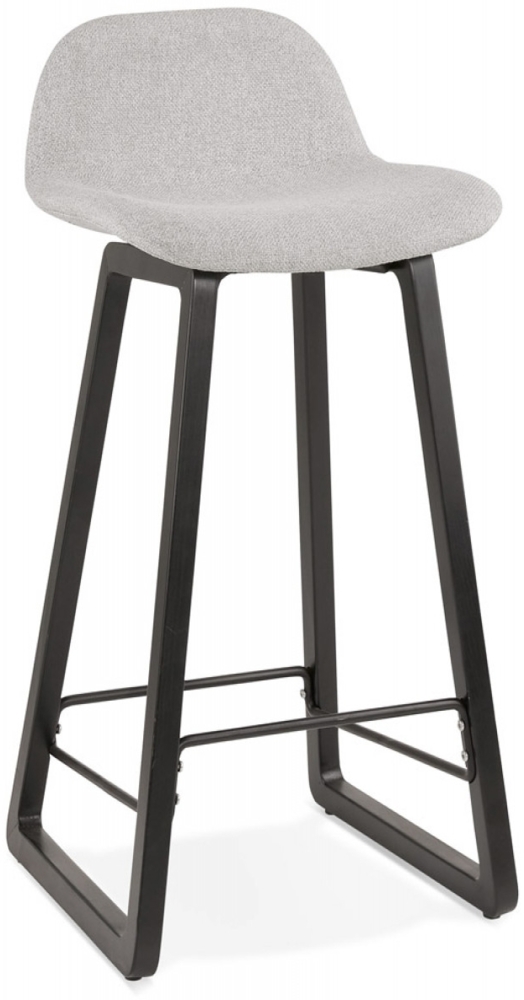 Snackhocker BALTIK | Designer-Snackhocker mit gepolstertem Sitz aus hellgrauem Stoff und schwarzen Holzbeinen | 46 x 47 x 86,5 cm Kadima Design Bild 1