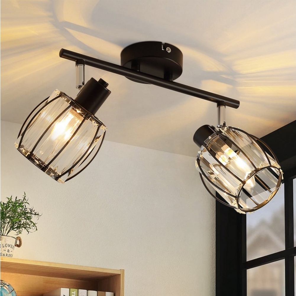 Nettlife Deckenstrahler Kristall Vintage Schwarz E14 Flur 350°Schwenkbar Industrial Deckenspot, LED wechselbar, Retro Strahler Industrial Flurlampe für Flur Hotel Bild 1