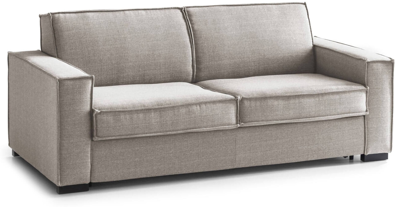 Dmora 3-Sitzer Schlafsofa Asteroide, Wohnzimmersofa mit drehbarer Öffnung, gepolsterter Stoff, Standardarmlehnen, 100 % Made in Italy, cm 220x95h90, Taupe Bild 1