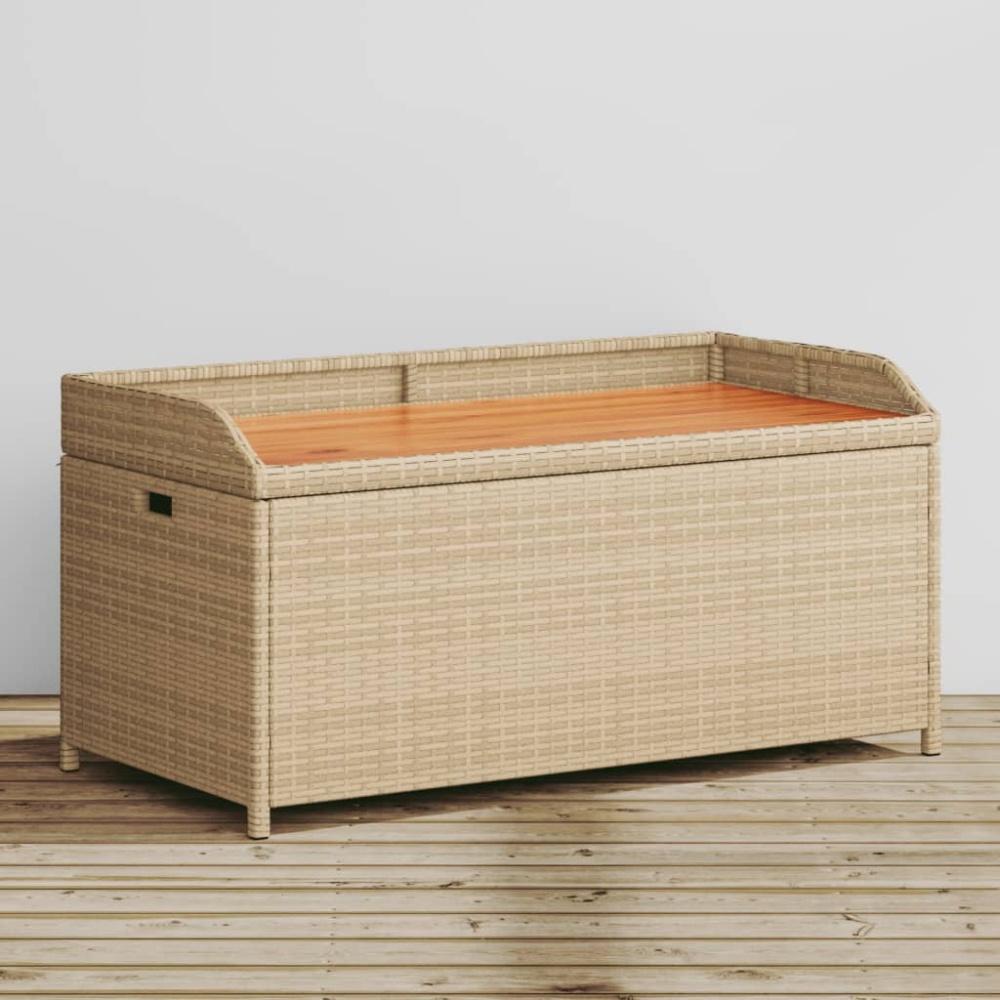 vidaXL Bank mit Stauraum Beige 100x50x52 cm Poly Rattan Akazienholz 365951 Bild 1