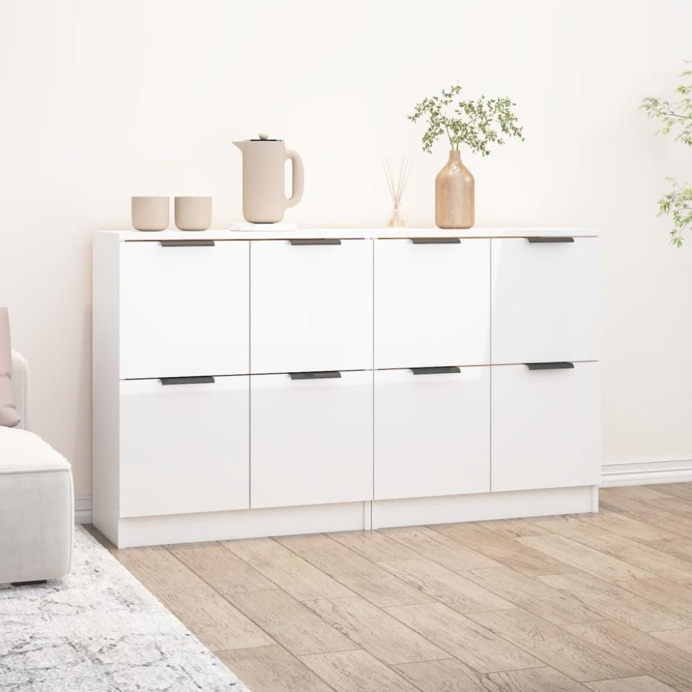 Sideboards 2 Stk. Hochglanz-Weiß 60 x 30 x 70 cm Holzwerkstoff [3115808] Bild 1