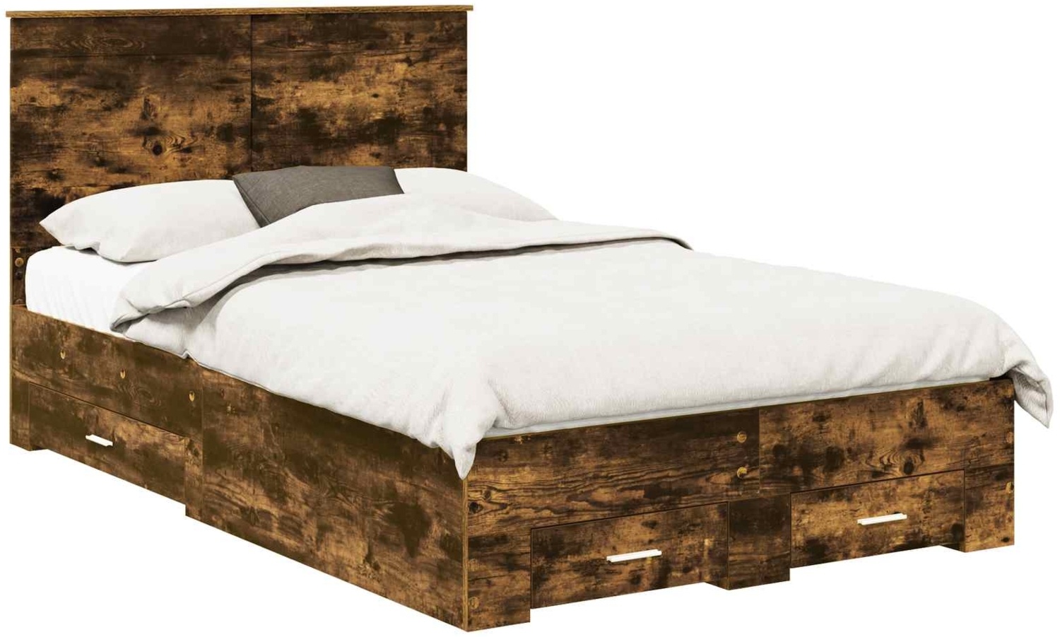 vidaXL Bettrahmen Geräucherte Eiche 135x190 cm Holzwerkstoff 3409662 Bild 1