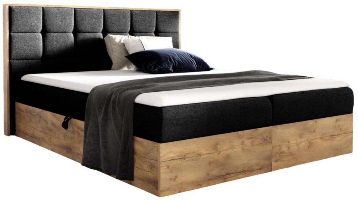 AN-MOEBEL4U Boxspringbett Schlafzimmerbett BIZON IN STOFF FARO (120/140/160/180 cm), mit Bettkästen, Kaltschaumtopper, Bonellfederkern-Matratze H3-mittel Bild 1