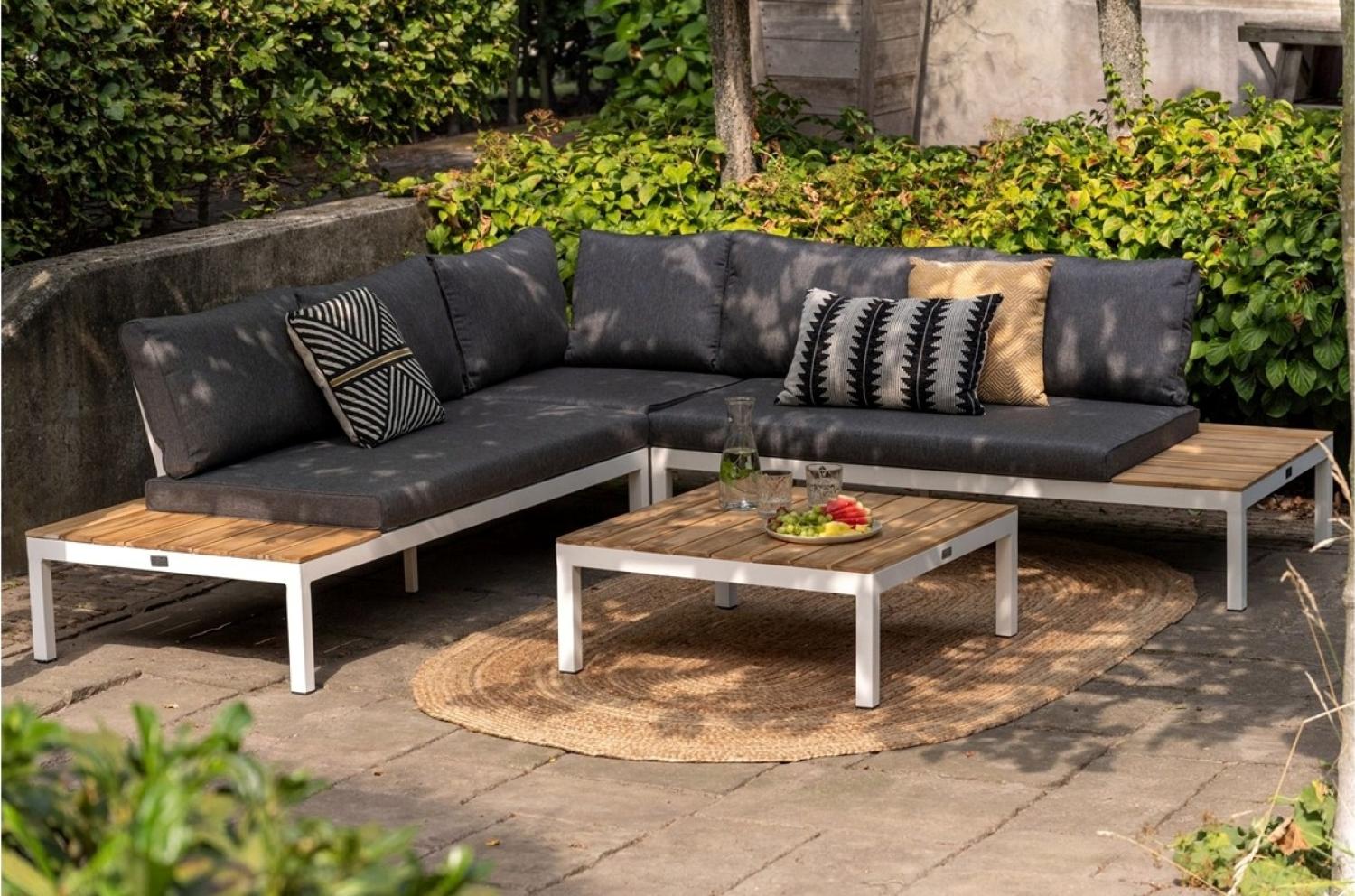 Lounge-Ecksofa - Set - La Vida - Alu Weiß - Teak Bild 1