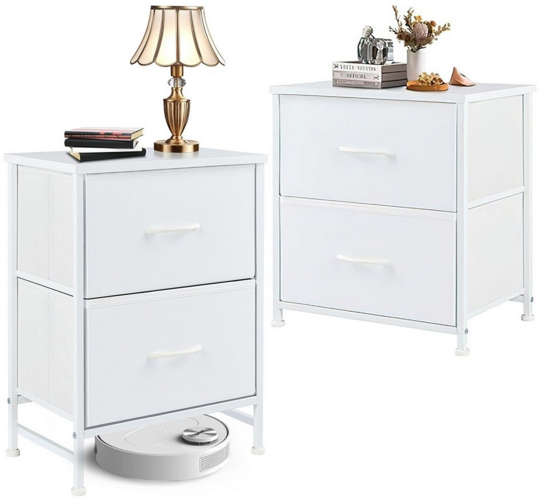 SURFOU Kommode Nachttisch 2er Nightstand Kommode Beistelltisch mit 2 SchubladeX (für Schlafzimmer und Wohnzimmer, 2-stufiger), Bed Side Table Bedroom Stoffschubladen Aufbewahrungs Nachtschrank Bild 1