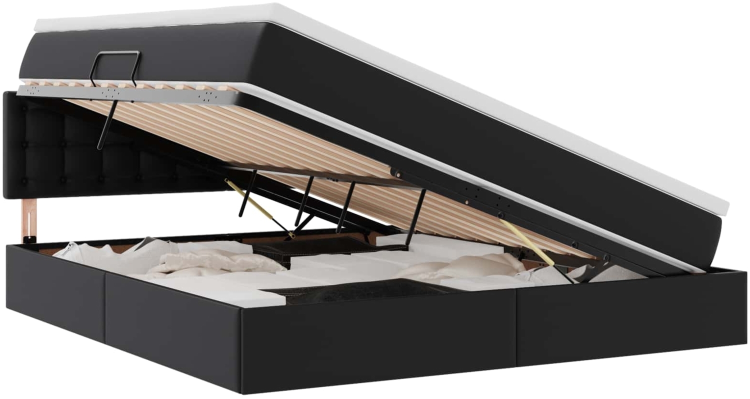 vidaXL Bett mit LED-Lichtleisten mit Kopfteil Schwarz 180 x 200 cm PVC 3371041 Bild 1