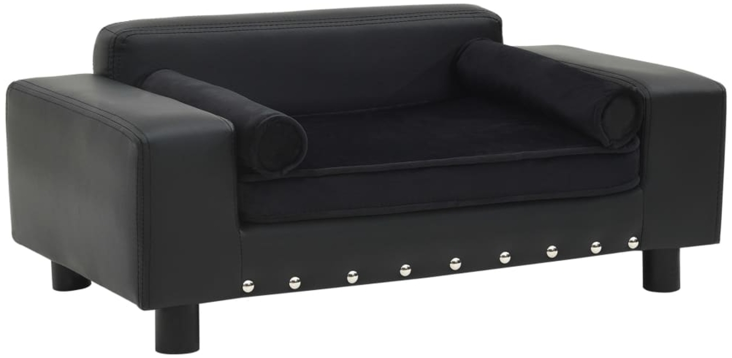 vidaXL Hundesofa Schwarz 81x43x31 cm Plüsch und Kunstleder 170954 Bild 1