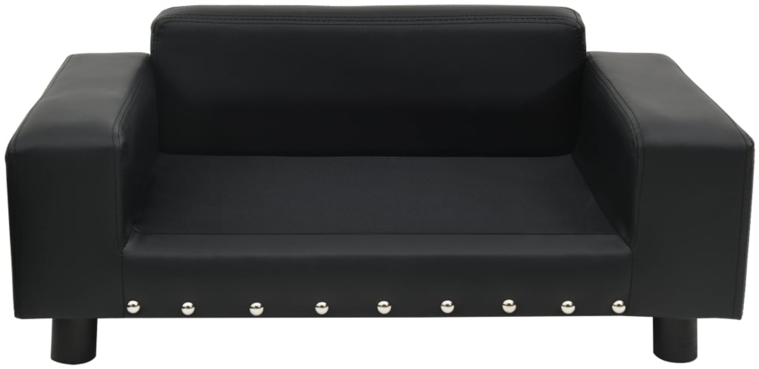 vidaXL Hundesofa, Plüsch und Kunstleder, Schwarz, 31 x 43 x 81 cm Bild 1