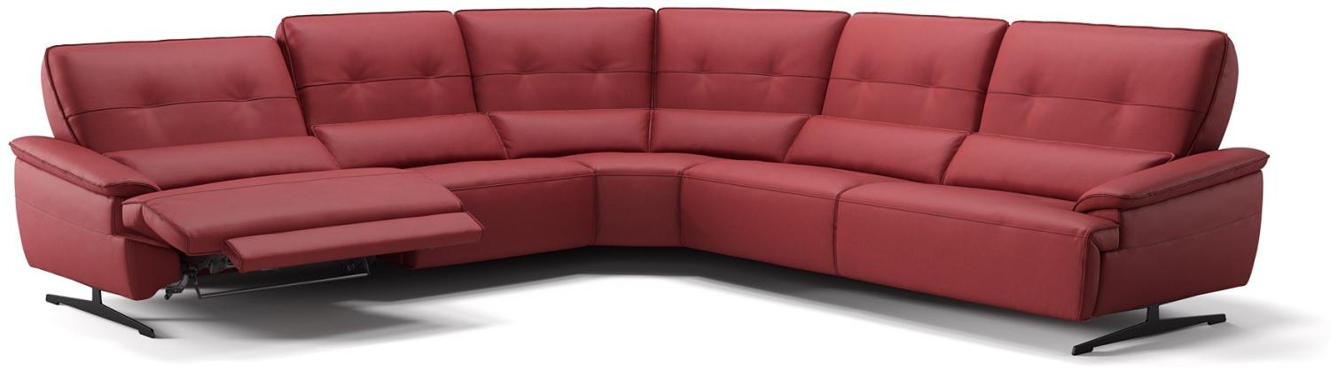 Sofanella Wohnlandschaft PERLO Ledercouch Ecksofa Eckcouch in Rot M: 312 x 312 Breite Bild 1