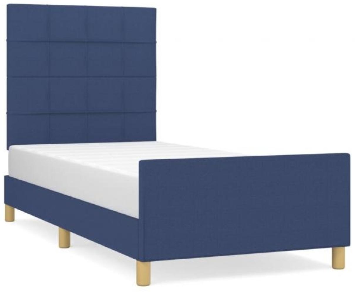 vidaXL Bettgestell ohne Matratze Blau 100x200 cm Stoff 3125039 Bild 1