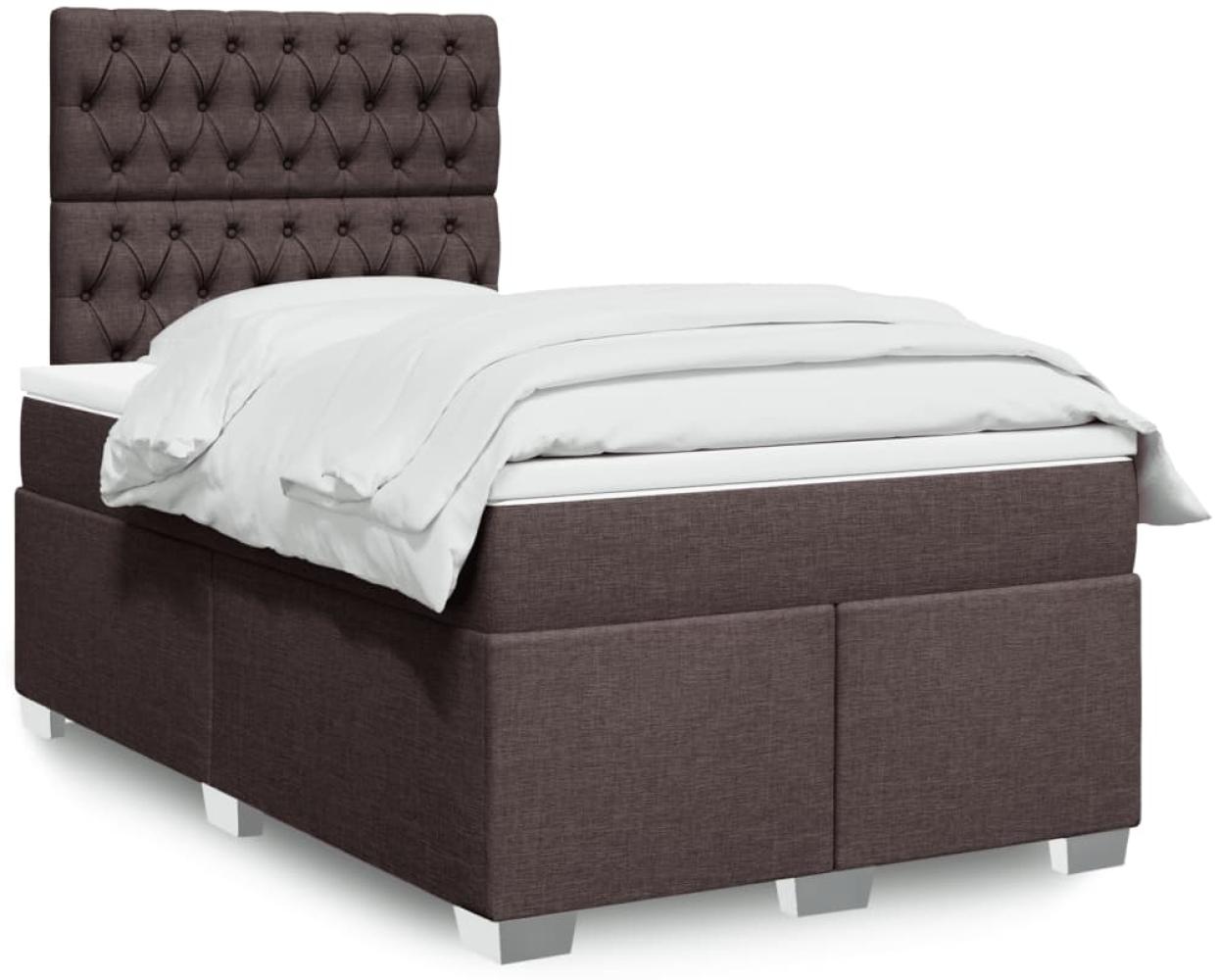 vidaXL Boxspringbett mit Matratze Dunkelbraun 120x200 cm Stoff 3292765 Bild 1