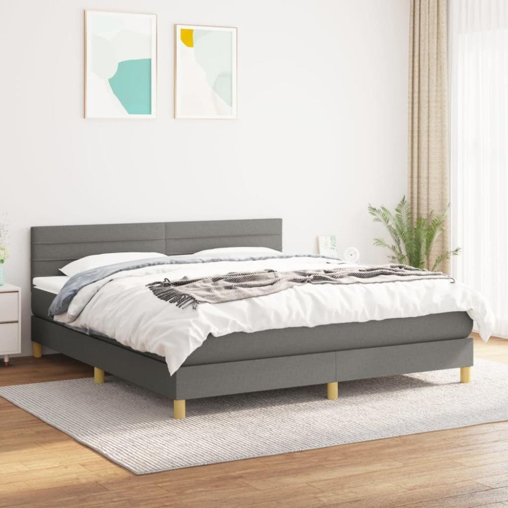 vidaXL Boxspringbett mit Matratze Dunkelgrau 180x200 cm Stoff 3140714 Bild 1