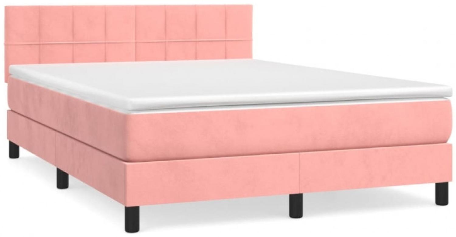 Boxspringbett mit Matratze Rosa 140x200 cm Samt (Farbe: Rosa) Bild 1