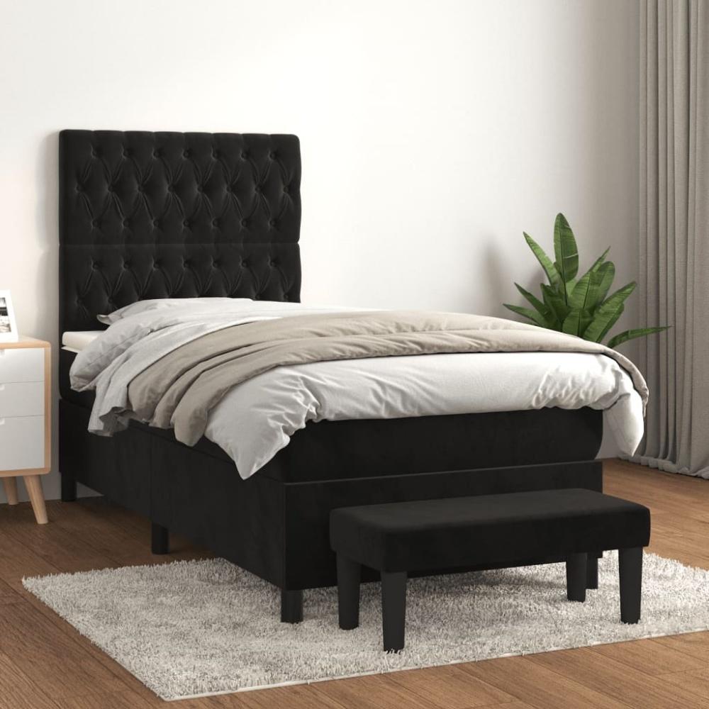 vidaXL Boxspringbett mit Matratze Schwarz 100x200 cm Samt 3138009 Bild 1