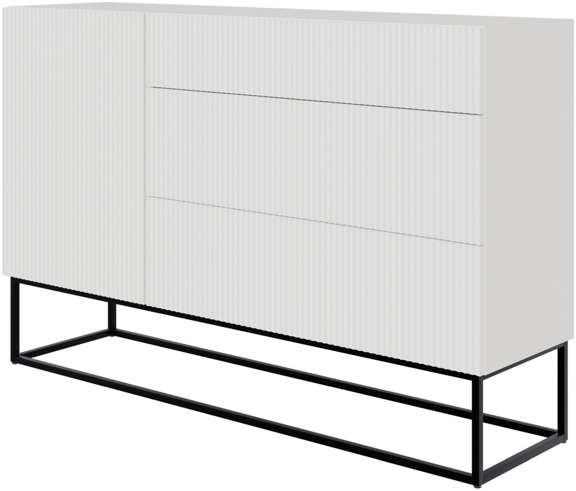 Selsey 'Veldio' Sideboard mit Schubladen, weiß mit schwarzem Metallgestell, ca. 90 x 140 x 38 cm Bild 1
