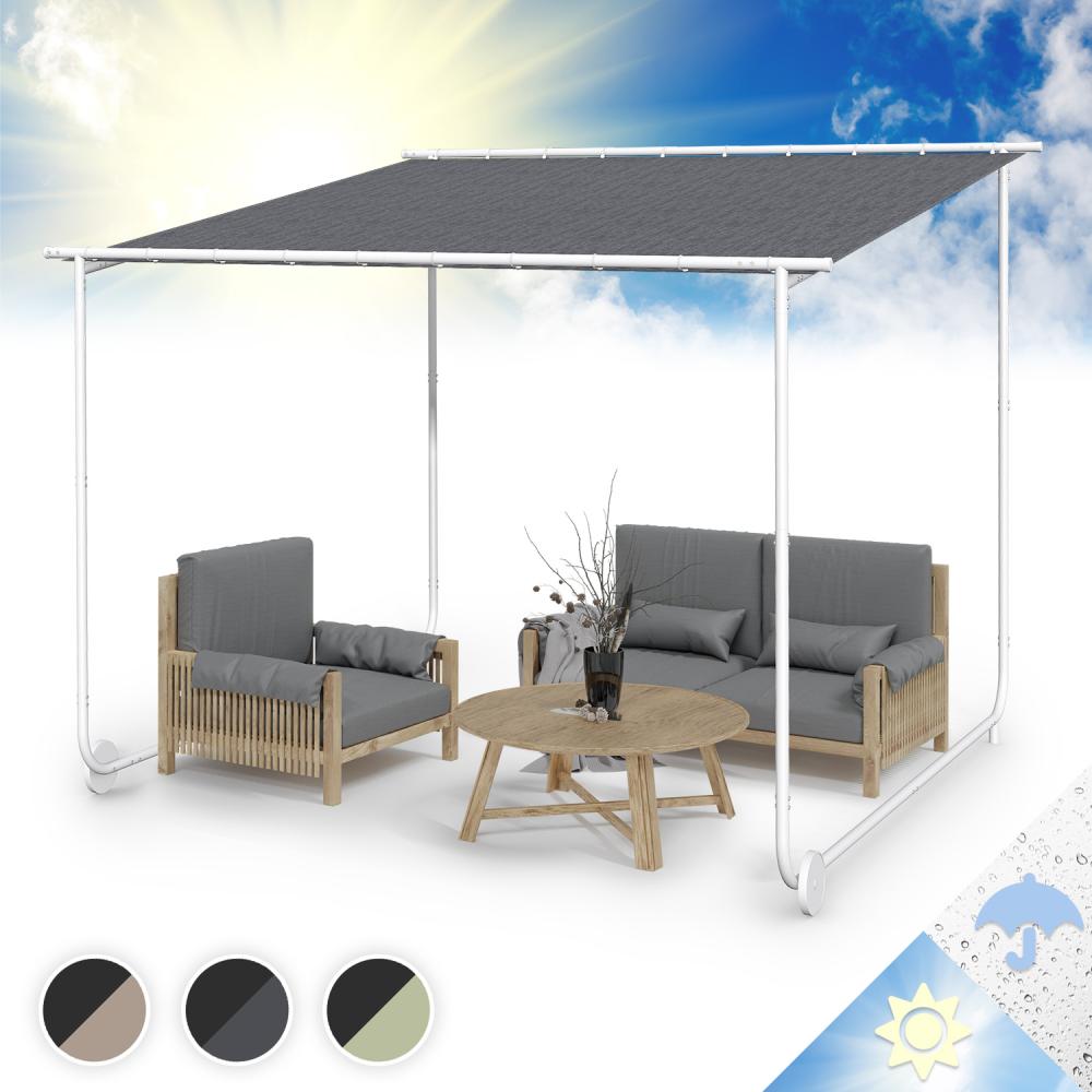 Nantes Pavillon Gazebo Sonnendach 3x3m Polyester Stahlrahmen UV50+ Bodenrollen Dunkelgrau Bild 1