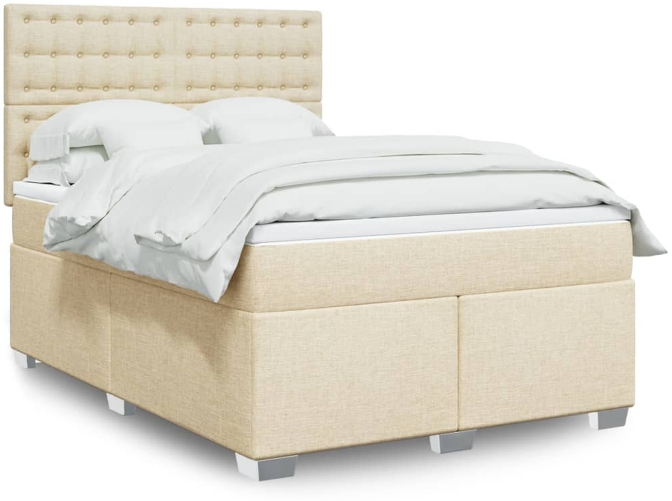 vidaXL Boxspringbett mit Matratze Creme 140x200 cm Stoff 3292830 Bild 1