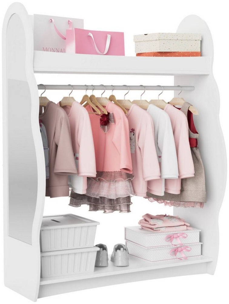 radelldar Kinderkleiderschrank Kleiderständer mit Kleiderstange (1-St) mit Spiegel & 2 Haken, Holz Bild 1