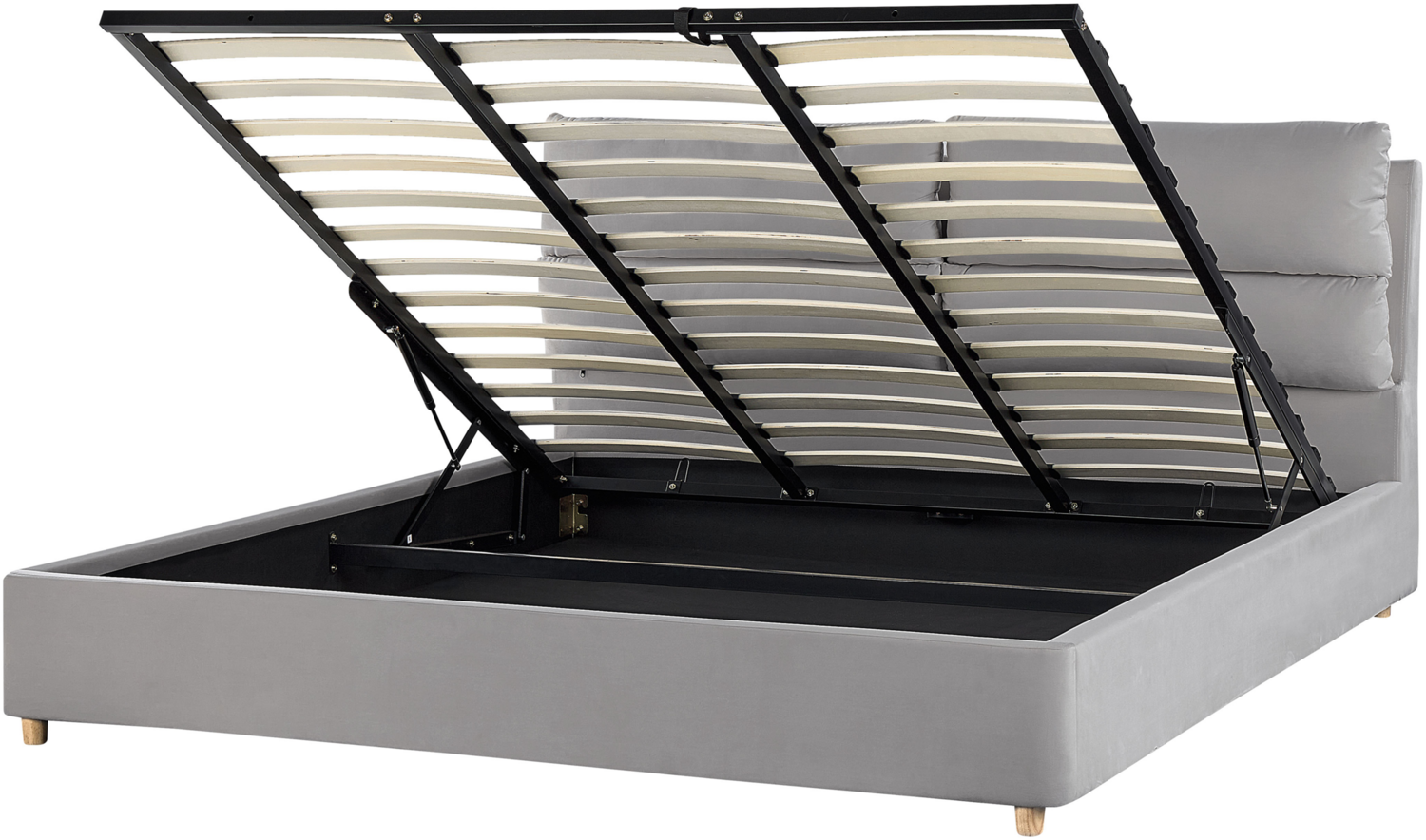 Polsterbett 'BATILLY' Samtstoff mit Bettkasten hochklappbar Hellgrau 180x200 cm Bild 1