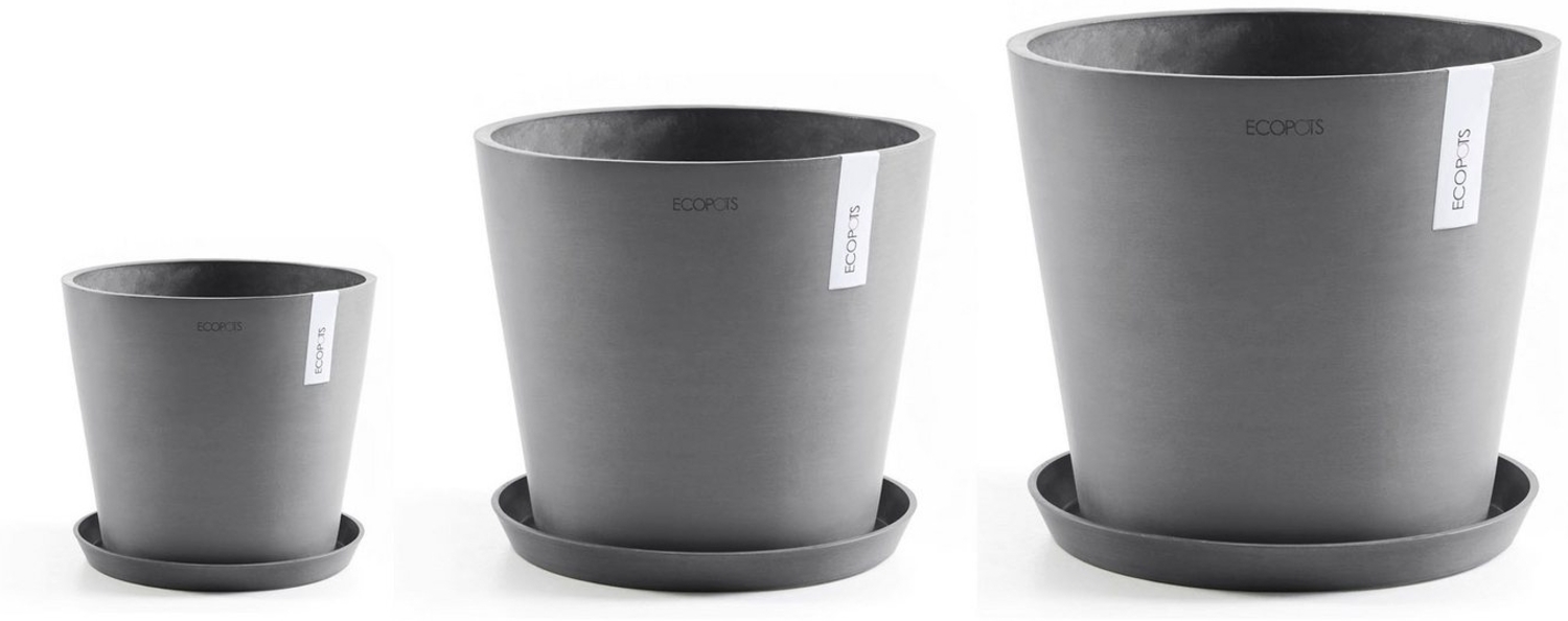 ECOPOTS Blumentopf Amsterdam (Set, 3 St), verschiedene Größen mit passendem Untersetzer Bild 1