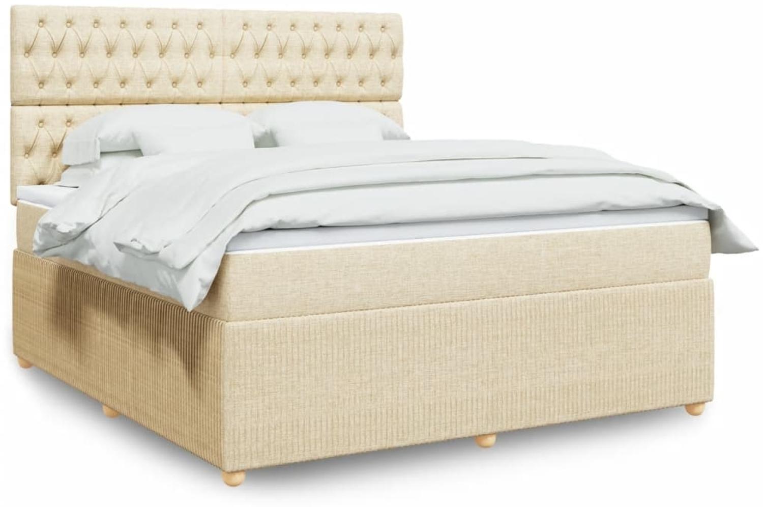 vidaXL Boxspringbett mit Matratze Creme 180x200 cm Stoff 3292147 Bild 1