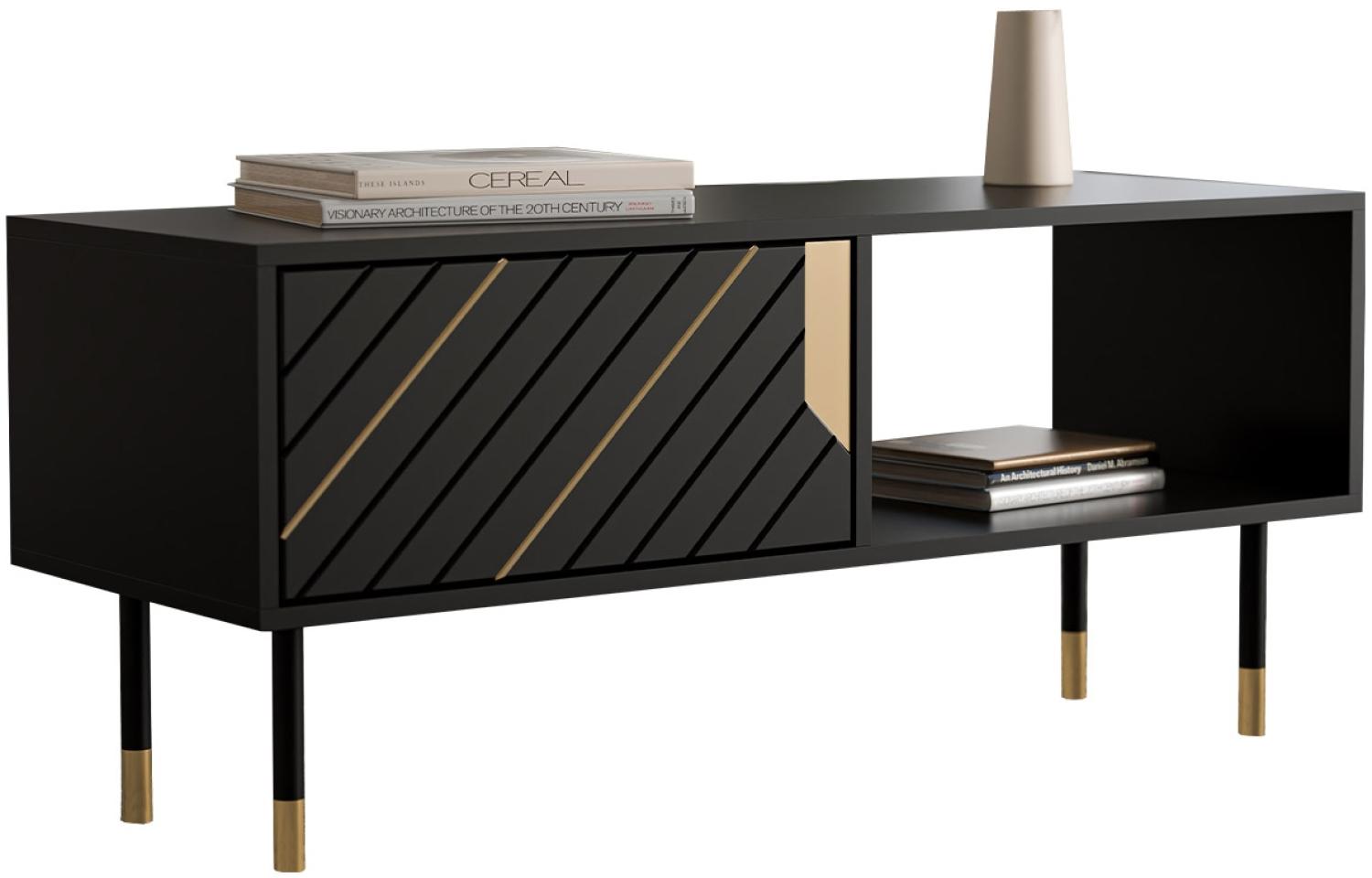 Couchtisch Murni 110, goldlackierte Elemente (Farbe: Schwarz/Schwarz + Gold) Bild 1