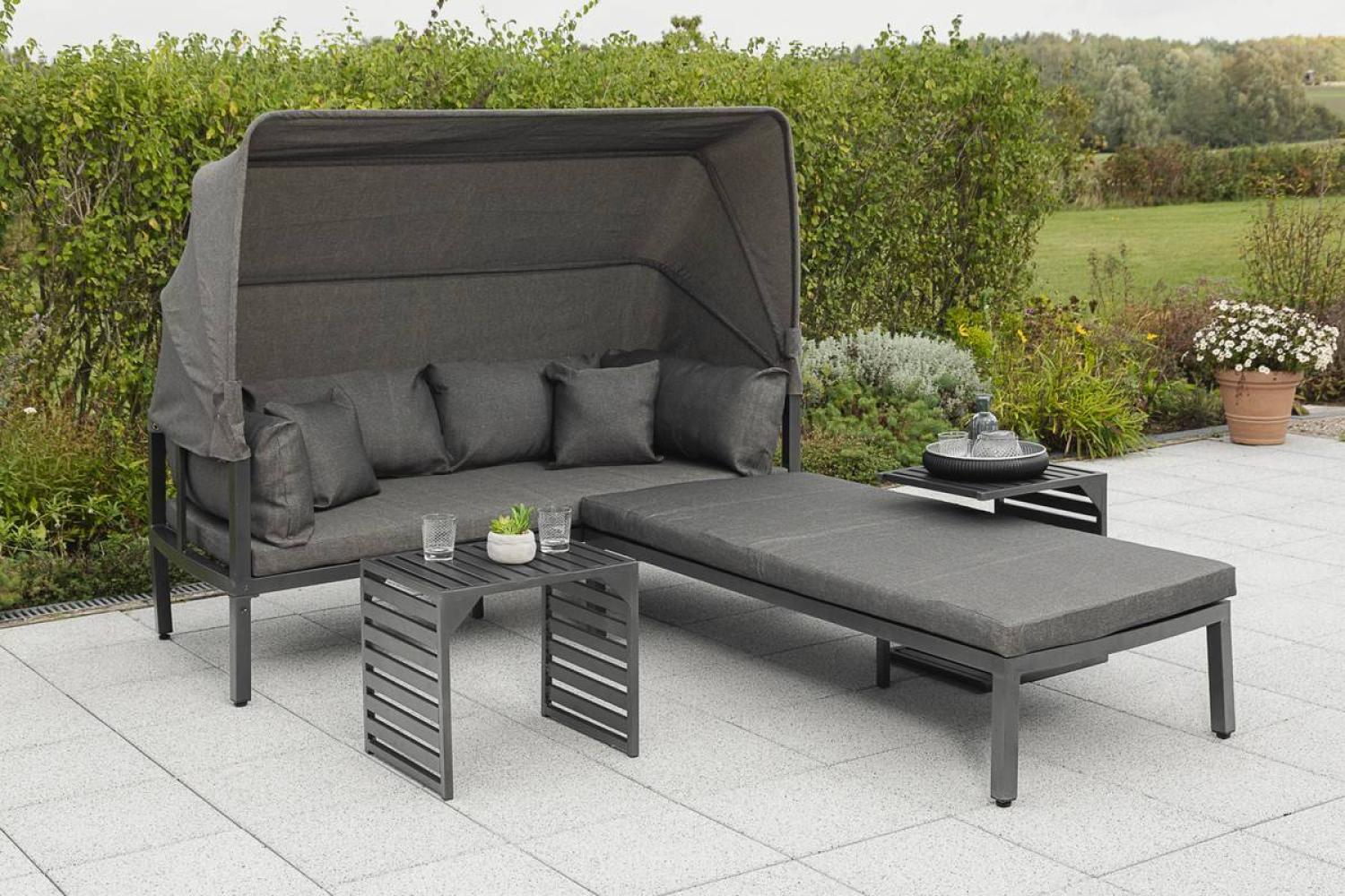 YOURSOL Argos Insel mit Auflagen und Kissen in Grau, Aluminium, Gartenlounge, Loungemöbel Set Bild 1