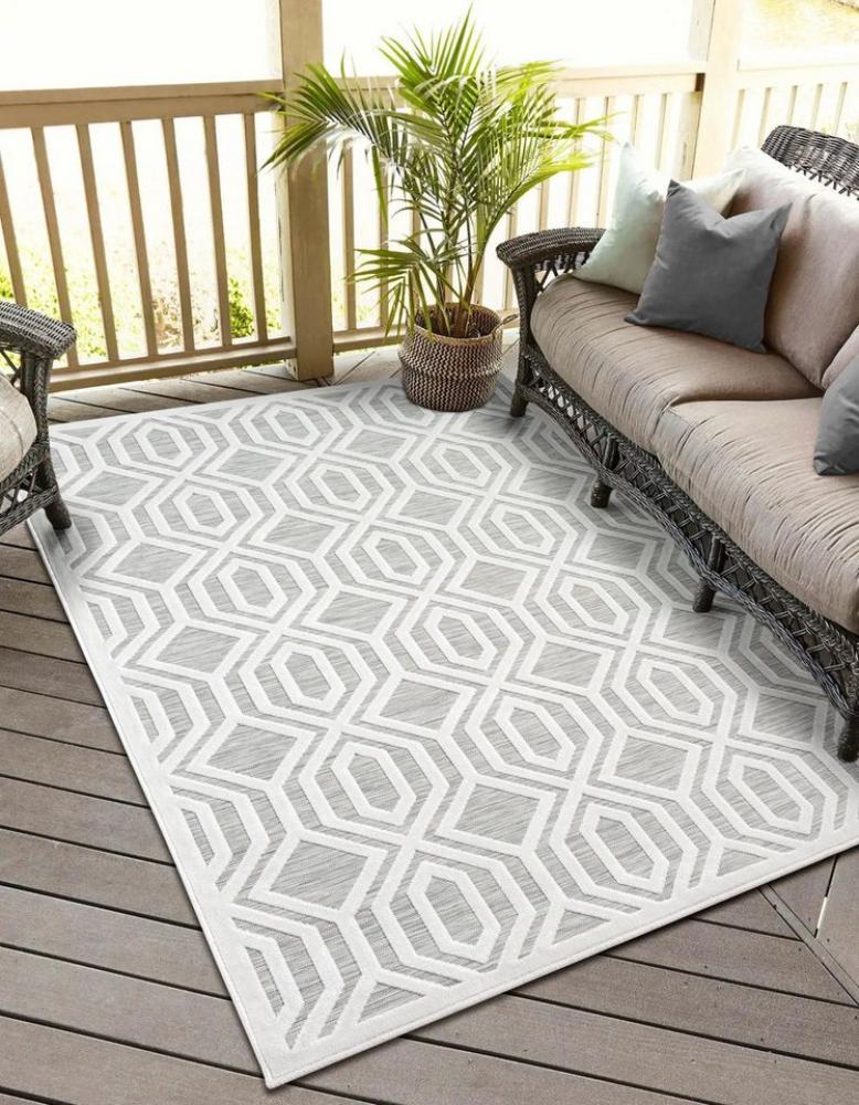 Wohnando Teppich MY-RUG Outdoor-Teppich "Fantasia" 230X160 cm, grau, rechteckig, Höhe: 8 mm, mit schlichtem Hoch-Tief-Design Bild 1