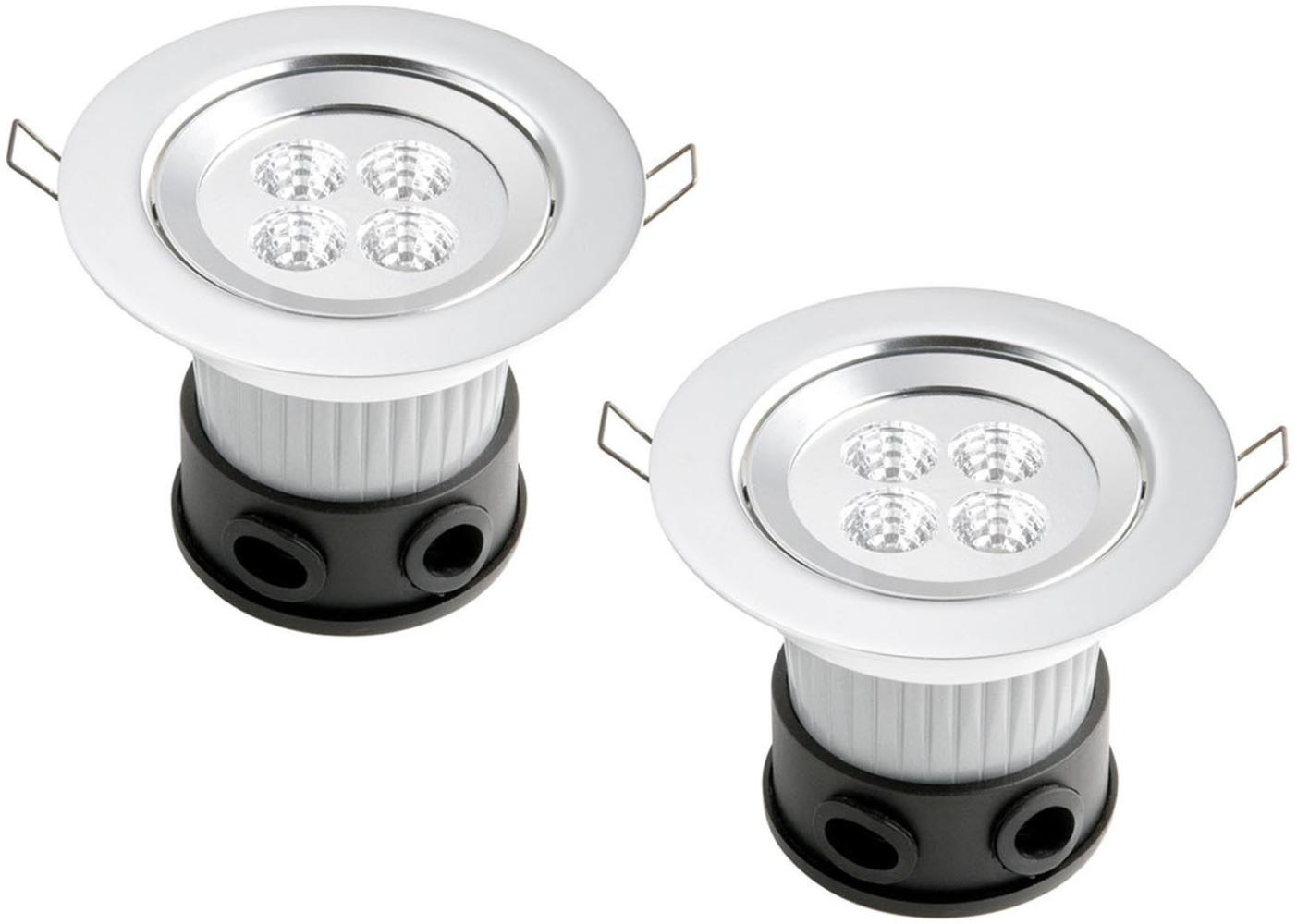 2er Set LED Deckeneinbaustrahler für Bad und Außenbereich, Ø 12,5cm, schwenkbar Bild 1