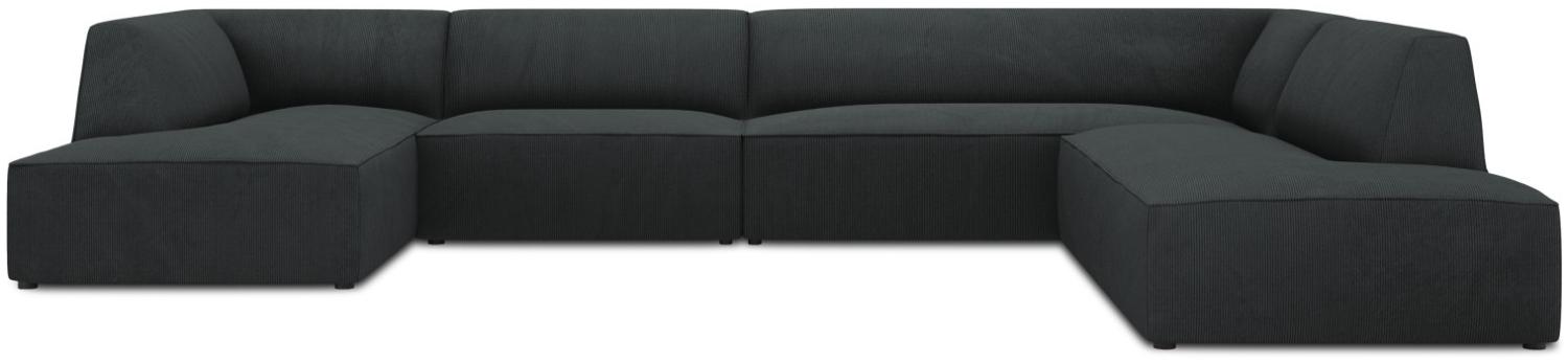 Micadoni 7-Sitzer Panorama Ecke rechts Sofa Ruby | Bezug Black | Beinfarbe Black Plastic Bild 1