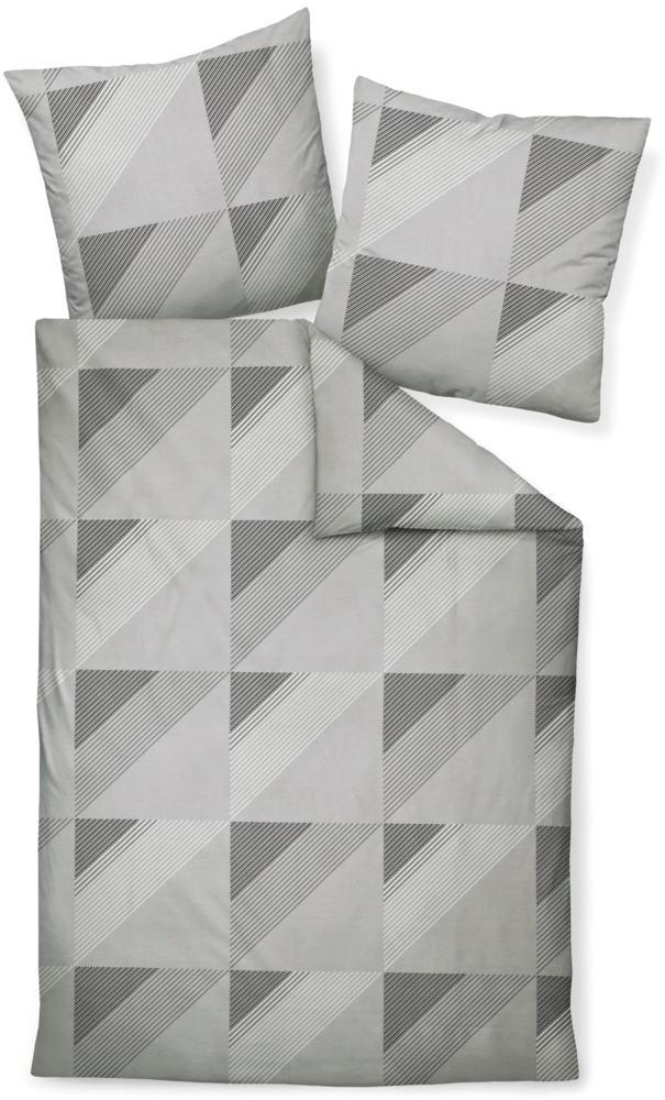 Janine Mako-Satin Bettwäsche 155x200,80x80 2 teilig J. D. 87065-08-510 grau Bild 1