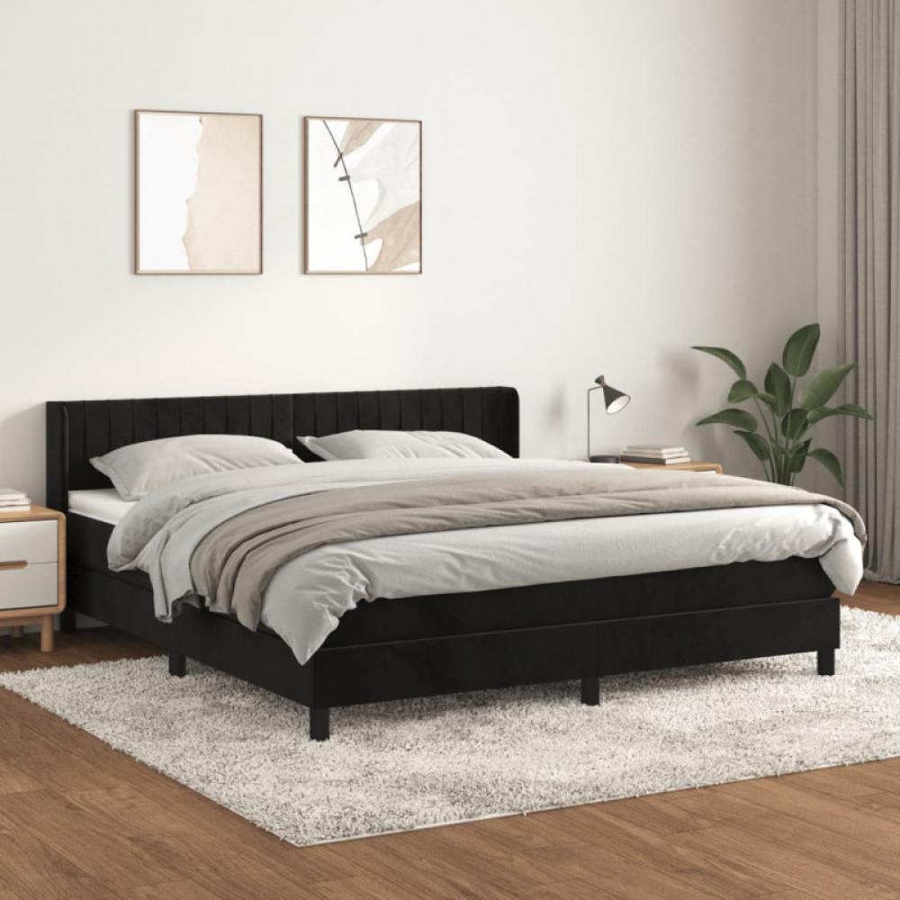 vidaXL Boxspringbett mit Matratze Schwarz 180x200 cm Samt 3131095 Bild 1