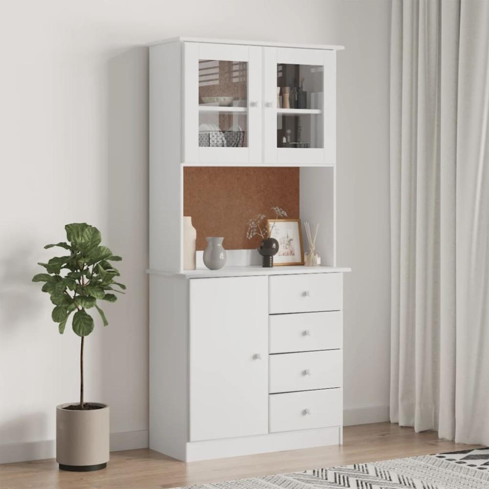 vidaXL Highboard ALTA Weiß 77x35x165 cm Massivholz Kiefer Bild 1