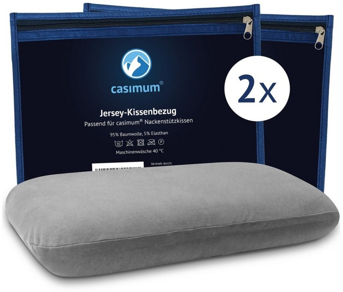 casimum Kissenbezug Comfort GRAU, Passend für Nackenstützkissen 70x40 cm, Doppelpack (2 Stk). Bild 1