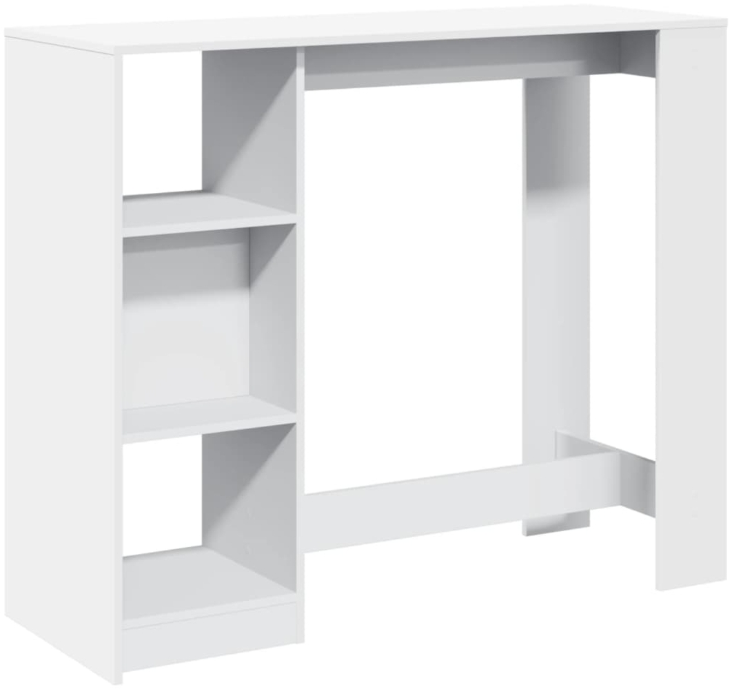 vidaXL Bartisch mit Regal Weiß 124x46x103,5 cm Holzwerkstoff 854391 Bild 1