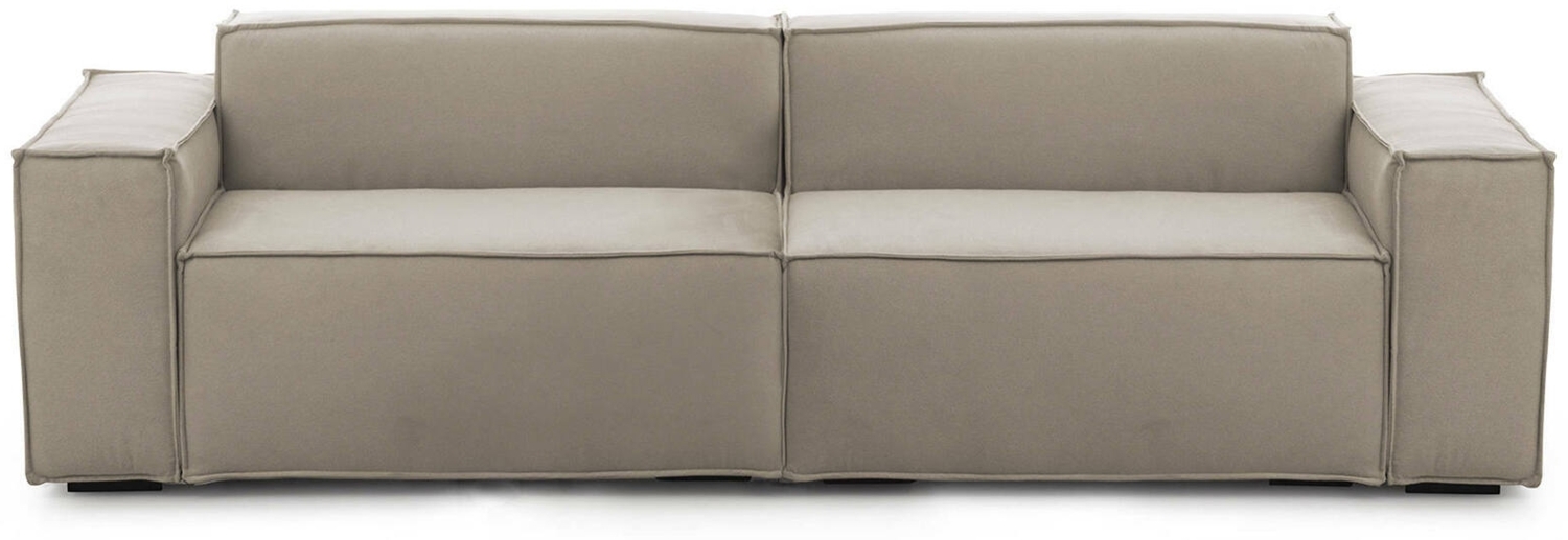 Dmora 3-Sitzer festes Sofa Argo, lineares modulares Sofa, modernes Wohnzimmersofa aus Stoff, 100 % Made in Italy, 260 x 95 x 70 cm, Taupe Bild 1