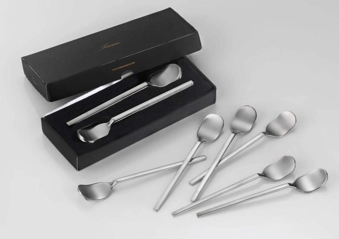 Özberk Besteck-Set Amor-Silber (6-tlg), Edelstahl, 6er Set Mokka-, Tee- und Kaffeelöffel in silber glänzendem Design Bild 1