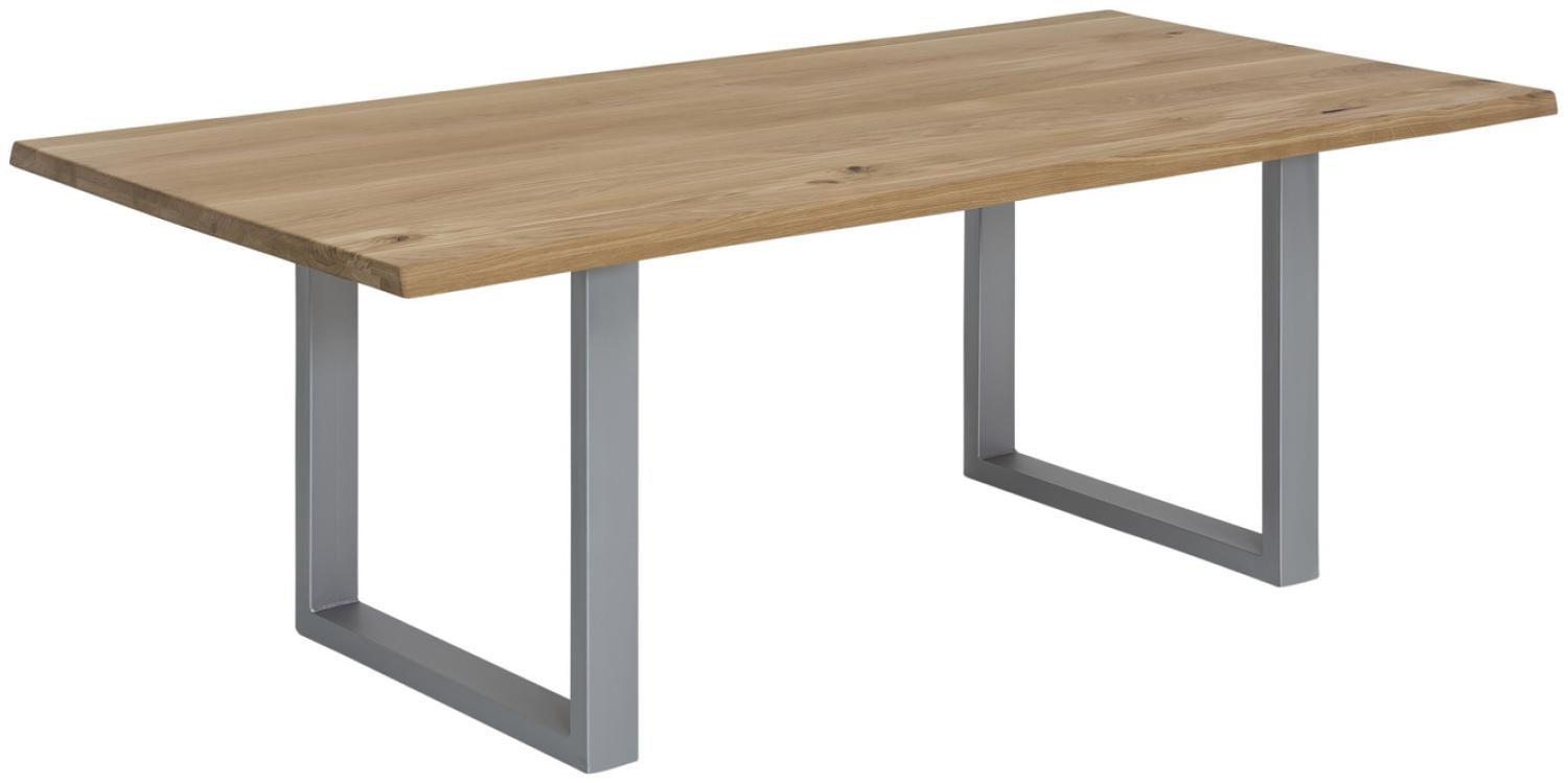 TABLES&Co Tischplatte 140x80 Wildeiche Natur Metall Silber Bild 1