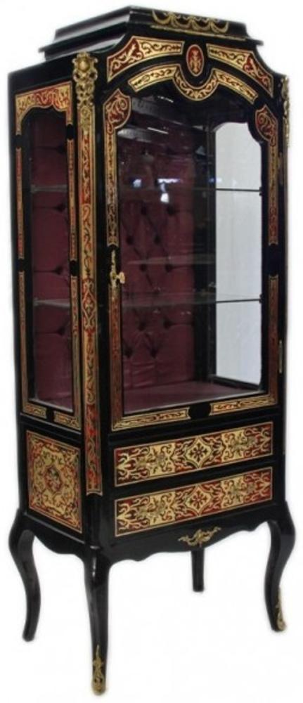 Casa Padrino Barock Boulle Vitrine - Handgefertigt aus Massivholz - Barock Vitrinenschrank Bild 1