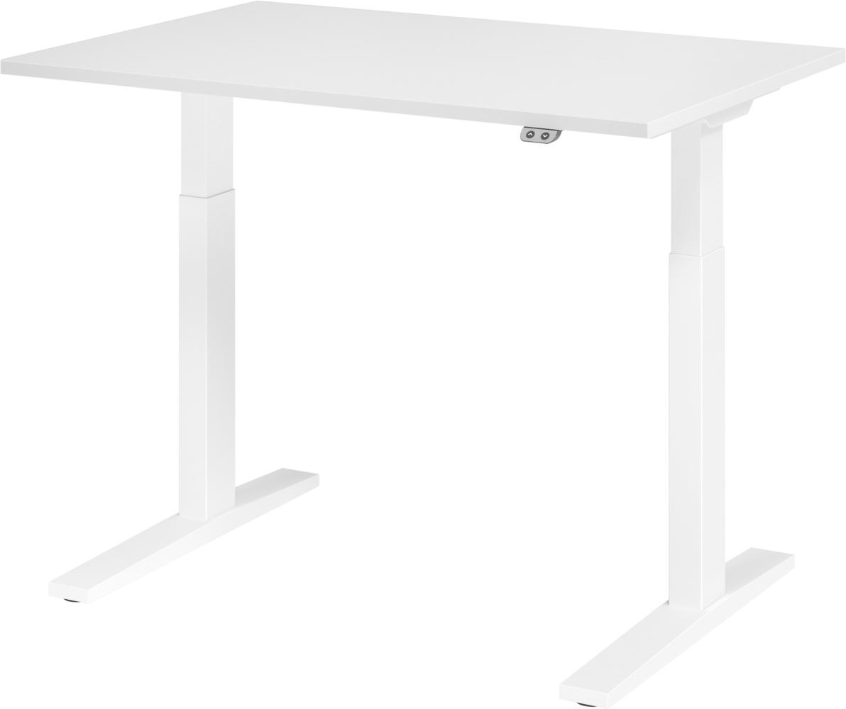 bümö elektrisch höhenverstellbarer Schreibtisch 120x80 cm in weiß, Gestell weiß - Schreibtisch höhenverstellbar elektrisch, elektrischer Schreibtisch & Gaming Tisch, XMKA-Serie Bürotisch, XMKA12-W-W Bild 1