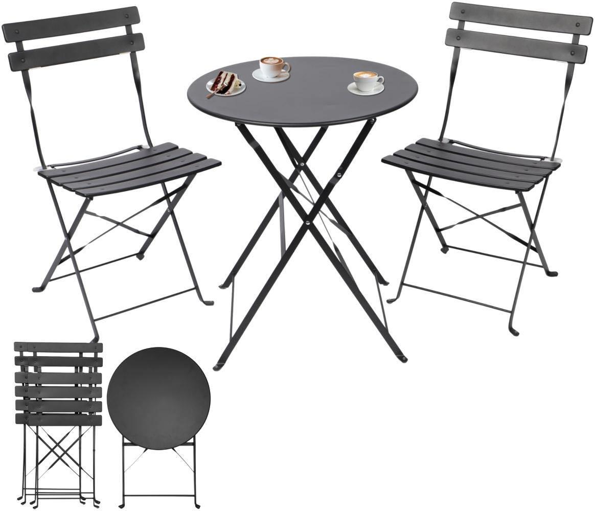 Albatros Bistroset 3-teilig Schwarz – Bistrotisch mit 2 Stühlen – klappbare Stühle und Tisch aus robustem Metall – optimal als Balkonmöbel Set oder Gartenmöbel in modernem Design Bild 1