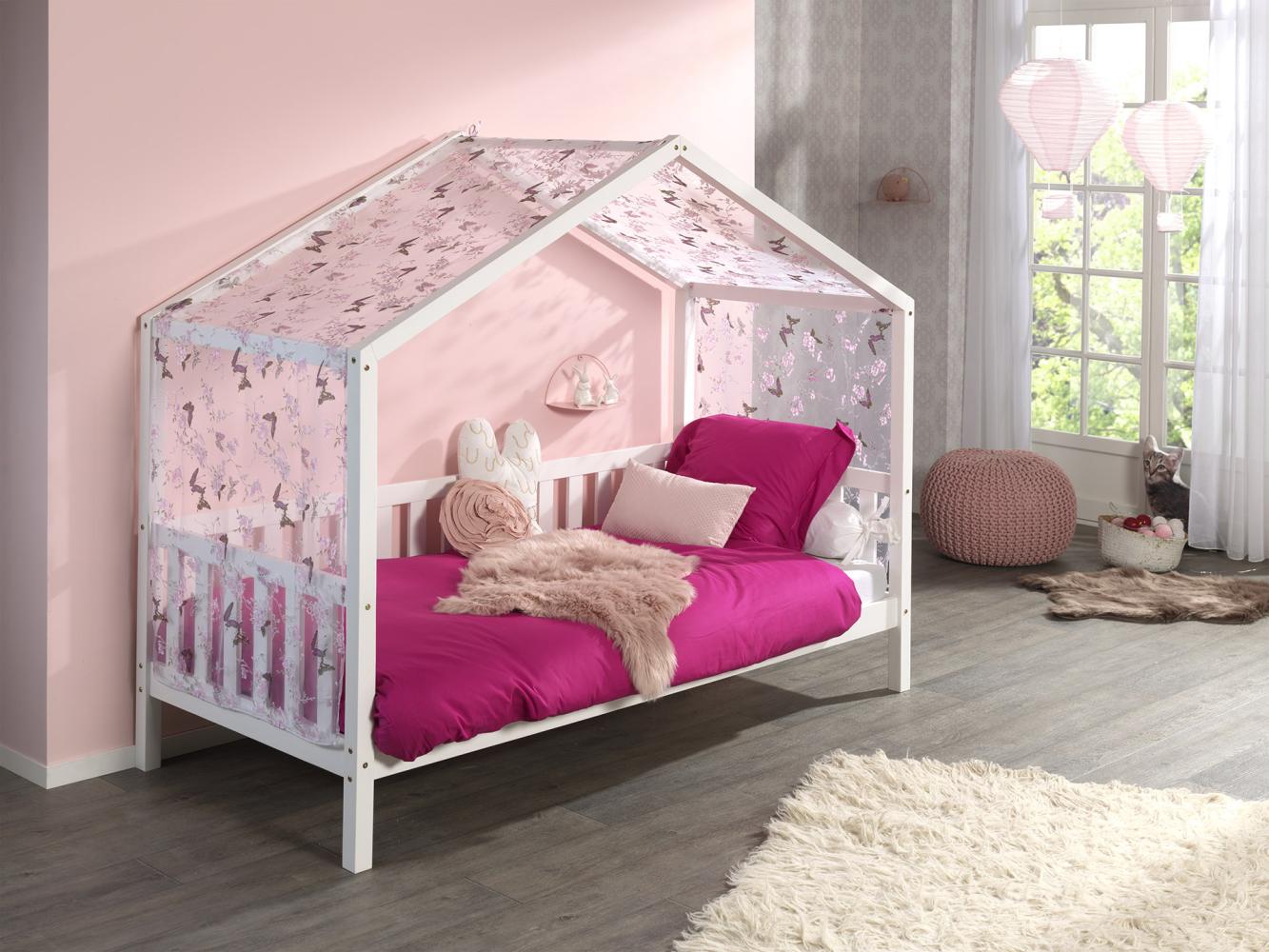 Vipack 'Dallas 1' Hausbett 90x200 cm, weiß, mit Textilhimmel Bild 1