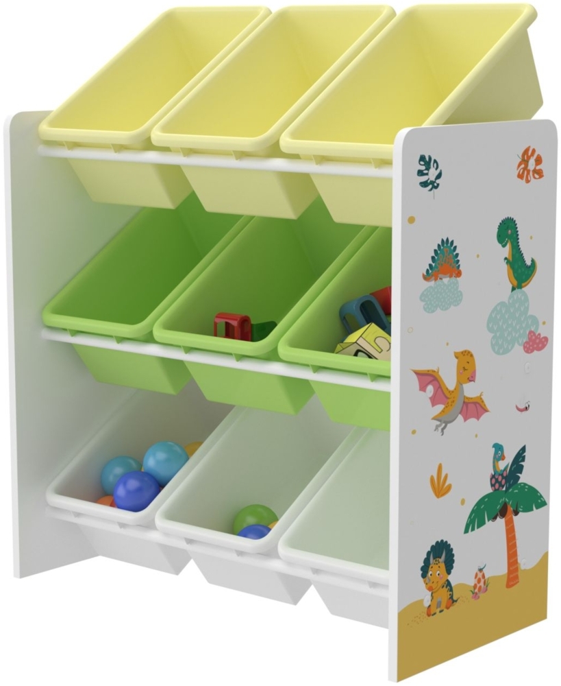 DELUKE® Kinder Spielzeugkisten Regal TRELO - 9 Kisten Kinderregal mit Kisten Spielzeugaufbewahrungsboxen Gelb Bild 1