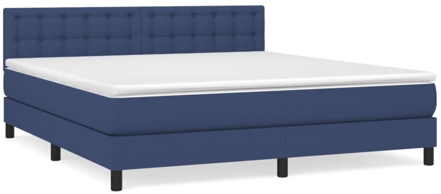 vidaXL Boxspringbett mit Matratze Blau 160x200 cm Stoff 3140391 Bild 1